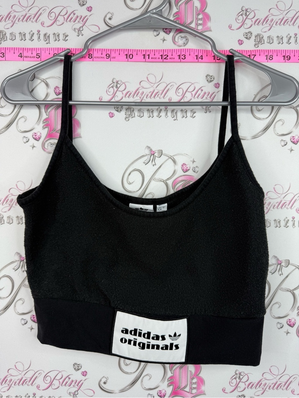 adidas crop tank top Originals Black Cropped Tank Bralette with Logo Patch
